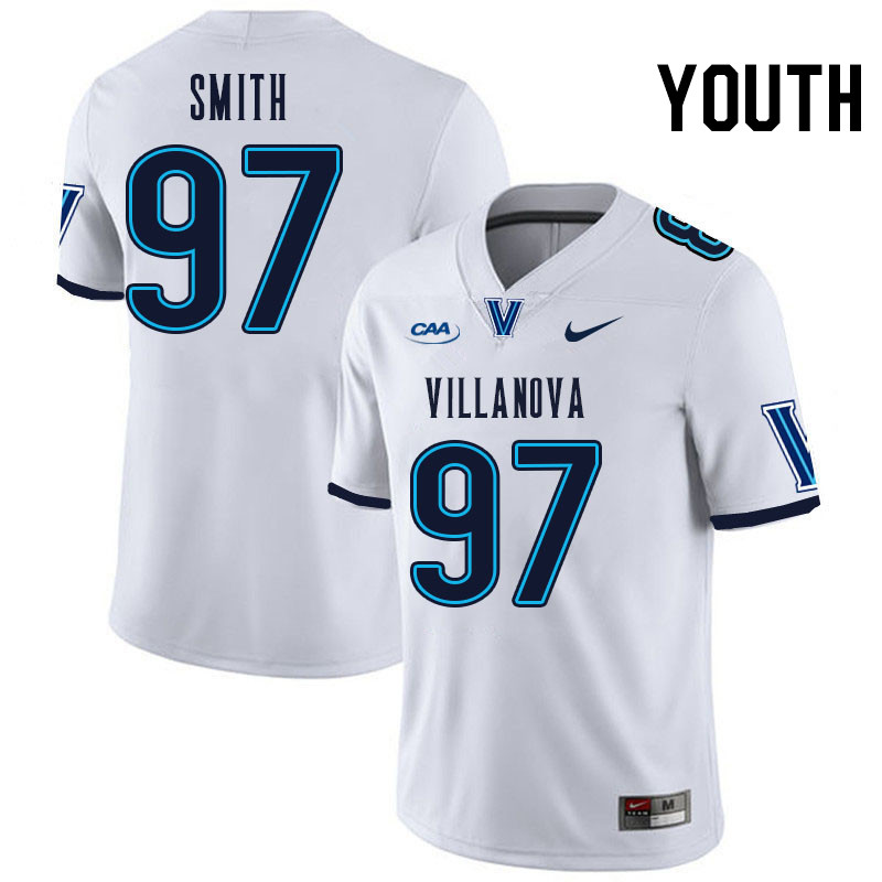 Youth #97 Chuck Smith Villanova Wildcats College Football Jerseys Stitched Sale-White